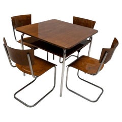 Bauhaus Seating Group by Mart Stam, Steeltubes and Wood, German/Czech circa 1930