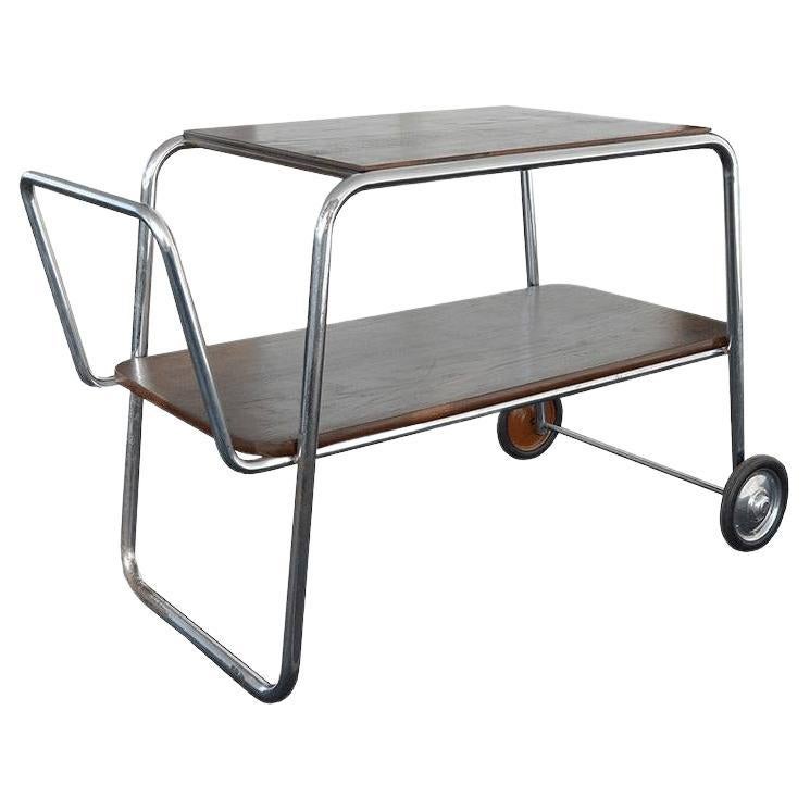 Bauhaus Oak Bar or Serving Cart by Robert Slezák for Kovona, 1940s