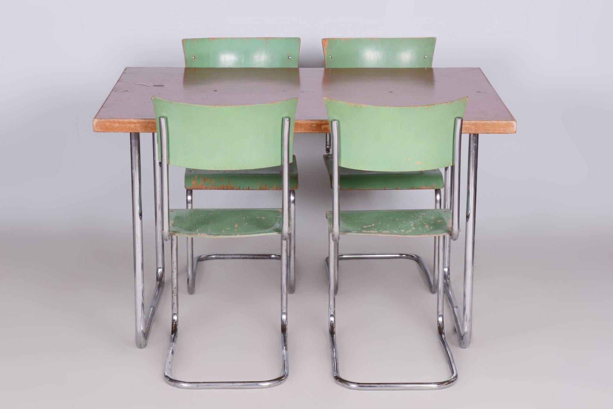 Ensemble de chaises originales Bauhaus Robert Slezak, chrome, acier, République tchèque, années 1930 Bon état - En vente à Horomerice, CZ