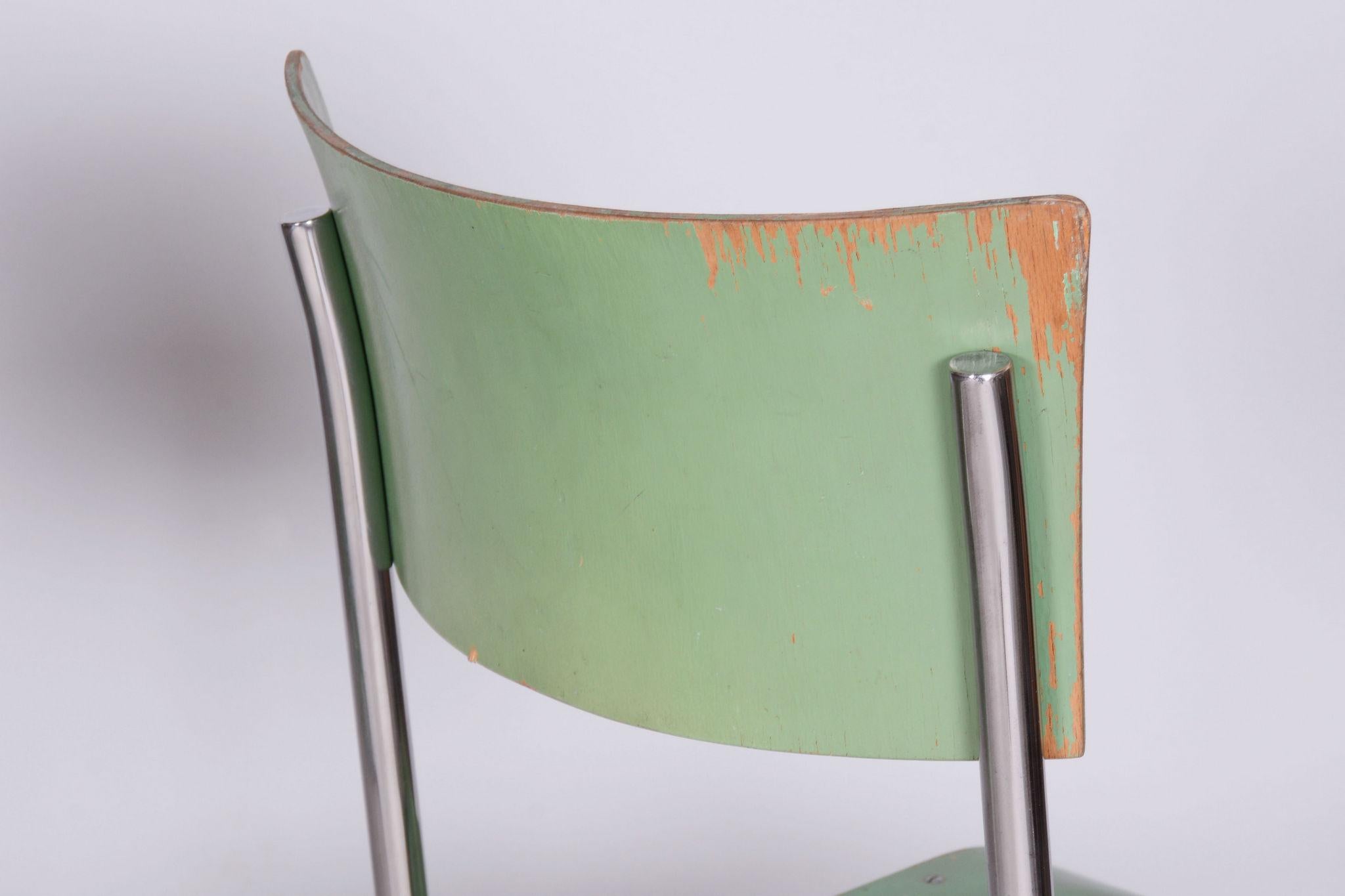 Mid-20th Century Bauhaus Set of Original Chairs, Robert Slezak, Chrome, Steel, Czechia, 1930s For Sale