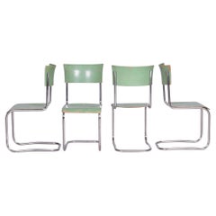 Vintage Bauhaus Set of Original Chairs, Robert Slezak, Chrome, Steel, Czechia, 1930s