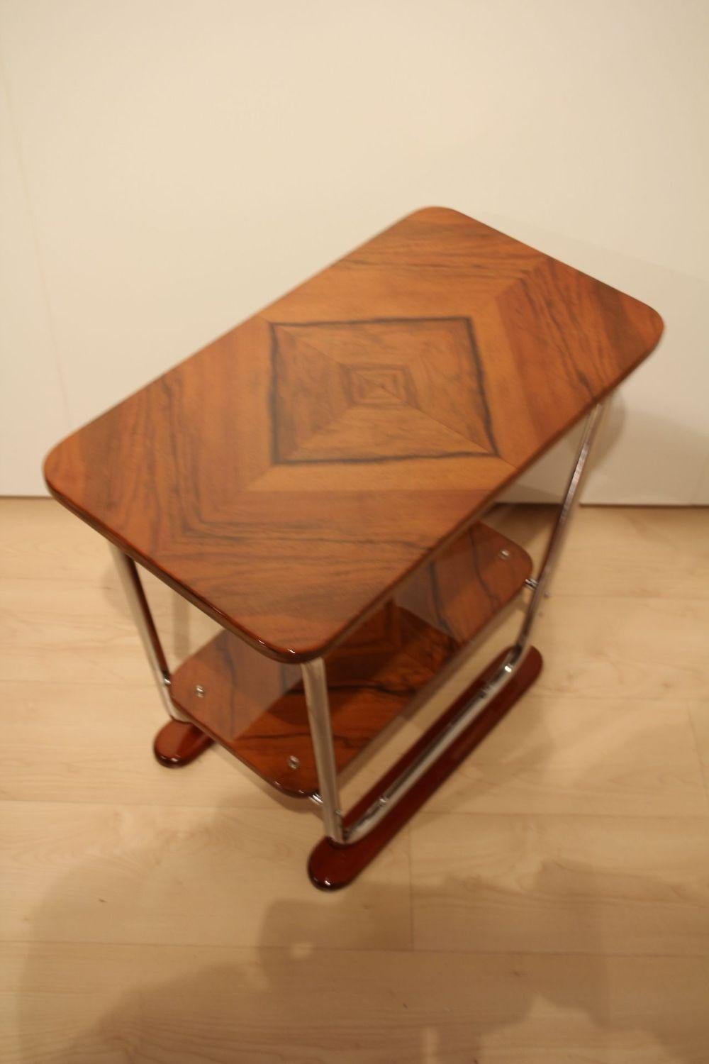 Early 20th Century Bauhaus Shelf, Walnut, Steeltubes, Germany, circa 1920