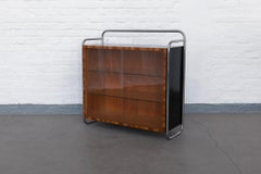 Bauhaus showcase cabinet in chromed tubular steel and rosewood, 1930s