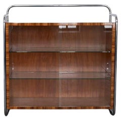 Bauhaus showcase cabinet in chromed tubular steel and rosewood, 1930s