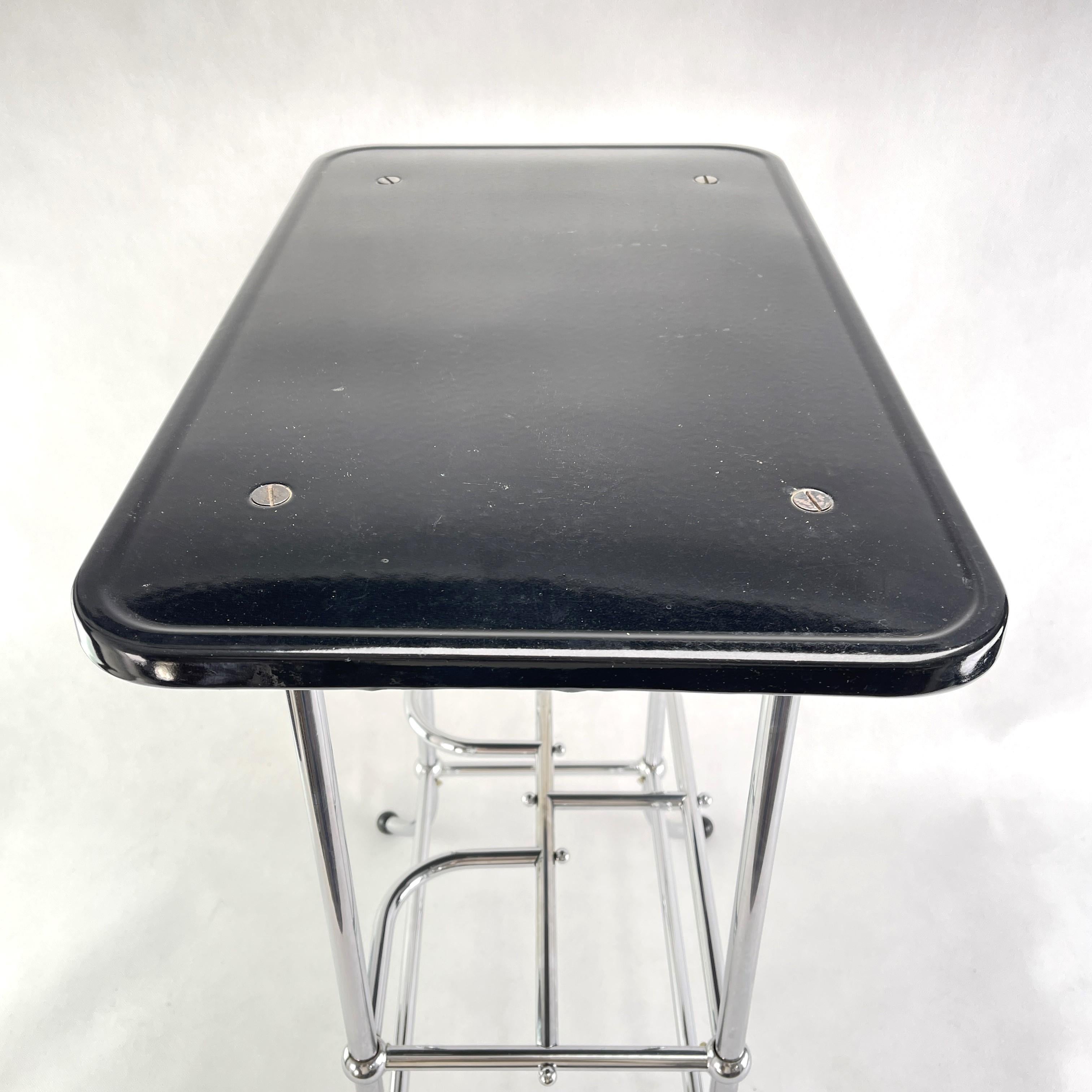 Belgian Bauhaus Side Table Chrome and Enamel from Demeyere, 1930s For Sale