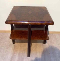 Bauhaus Side Table / Sofa Table, Walnut Veneer, French Polish, Germany, 1930s