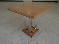 Tavolino Bauhaus Oak selvatico Ceruse Quadrato Gambe Cromate