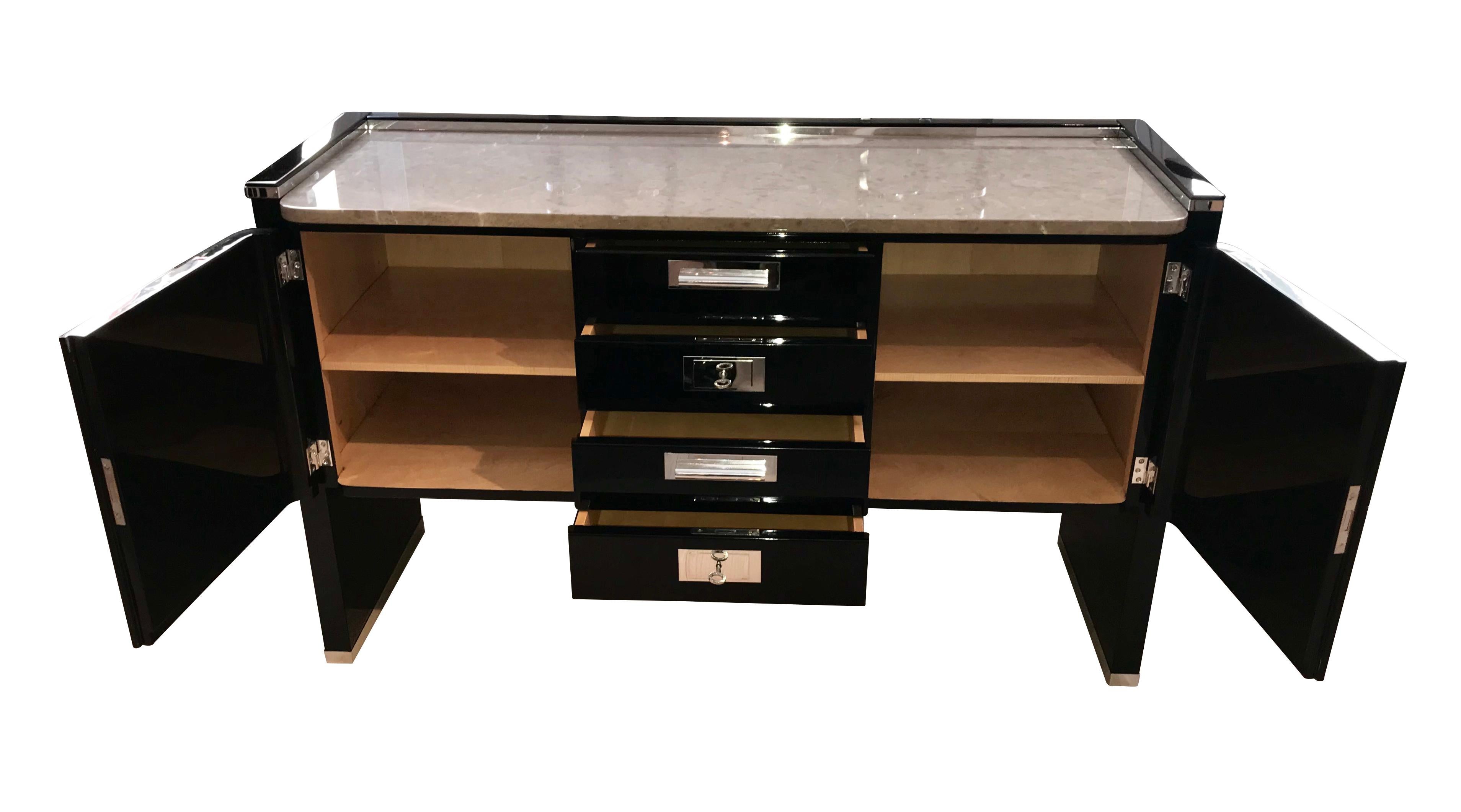 Bauhaus Sideboard, Black Lacquer, Germany circa 1920 In Good Condition In Regensburg, DE