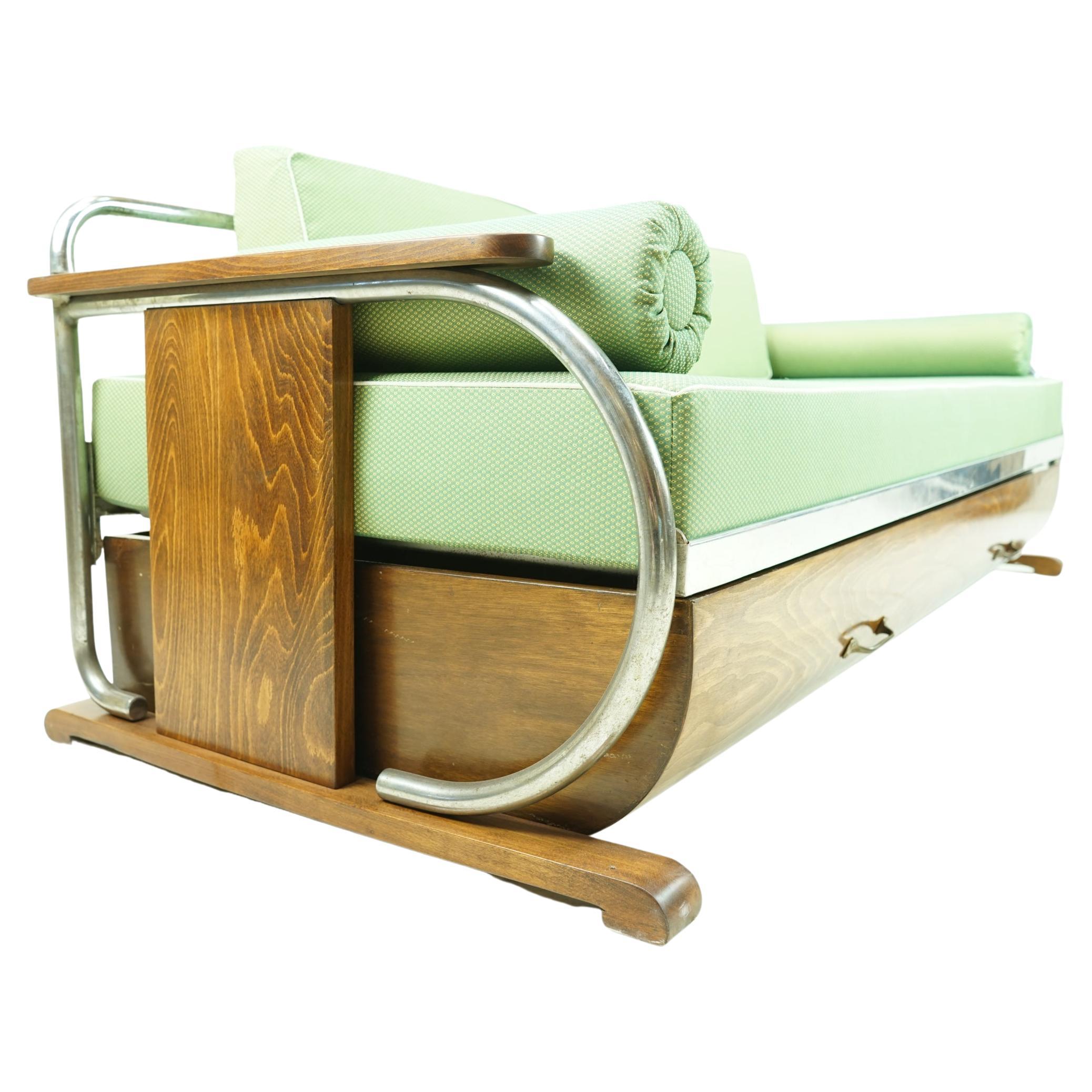 Canapé/lit Bauhaus de Gottwald avec boîte à tiroirs, 1935 en vente