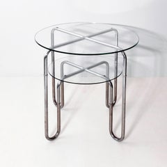 Table ronde en acier et verre Bauhaus par Josef & Leopold Quittner, Vienne, c.C. 1930