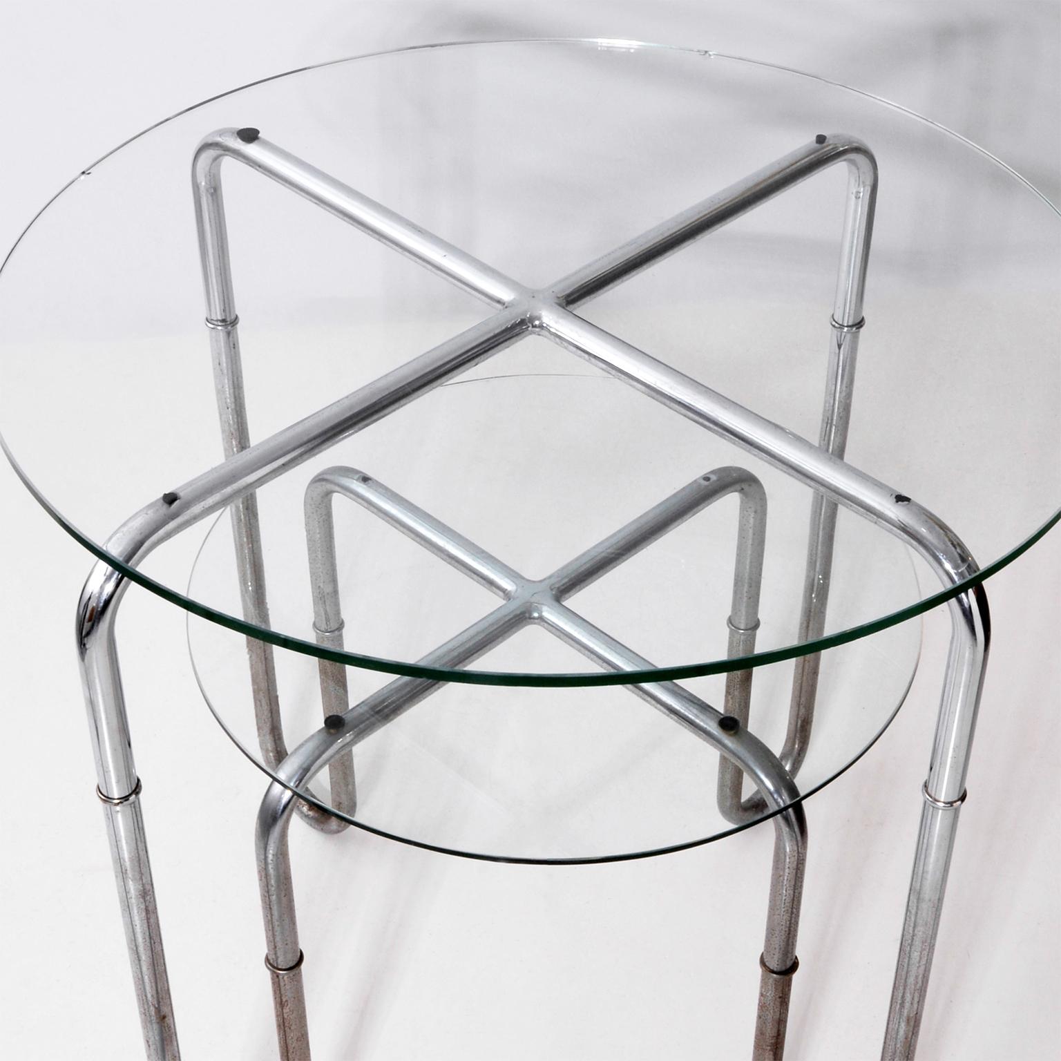 Mid-20th Century Bauhaus Steel and Glass Round Table by Josef & Leopold Quittner, Vienna, c. 1930 For Sale