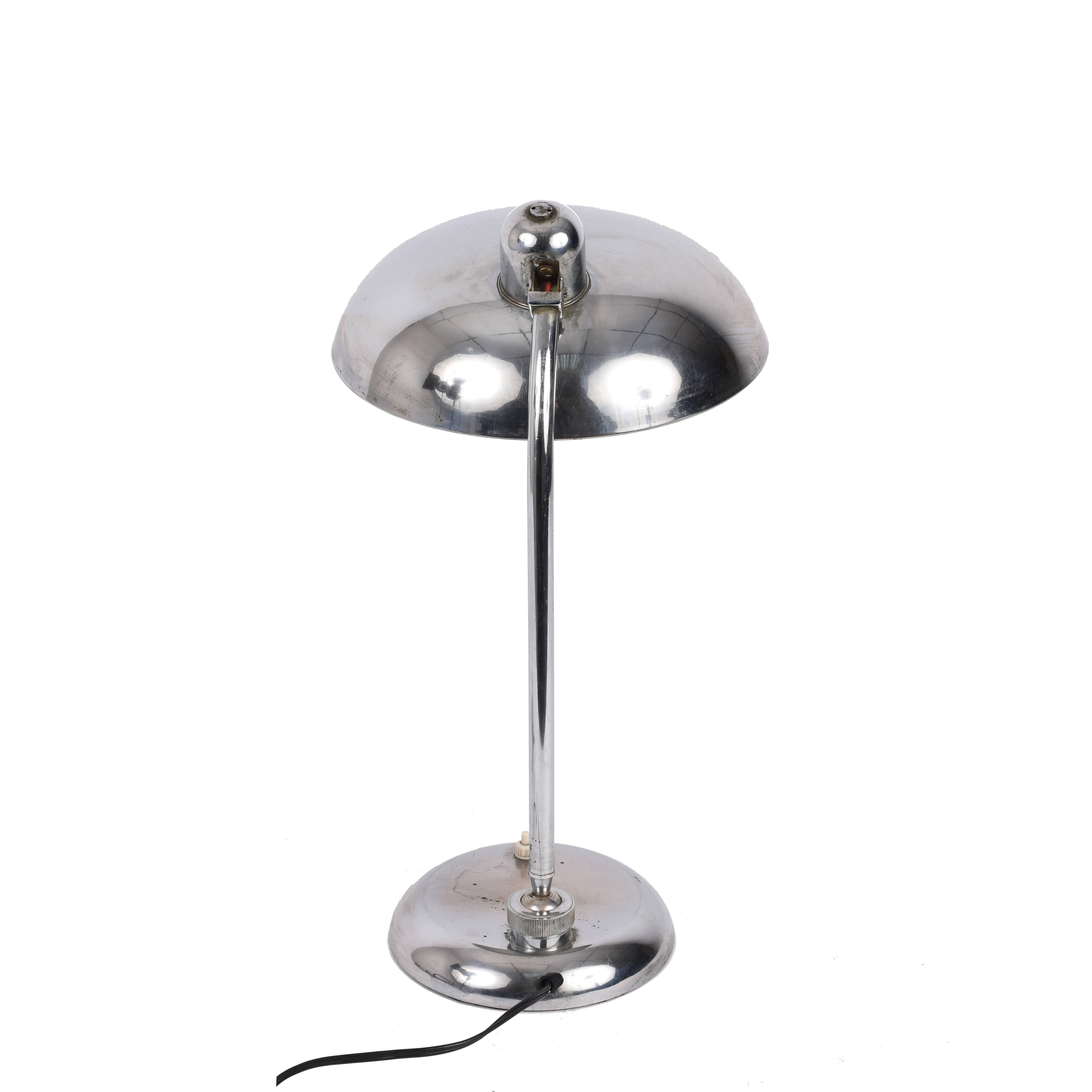 German Bauhaus Steel Table Lamp 1940s Industrial, Attributable to Dell, Lighting For Sale