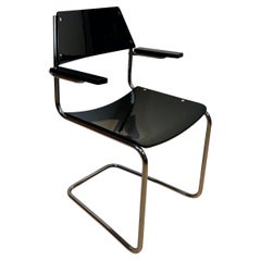 Fauteuil Bauhaus Steeltube de Mauser, laque noire, nickel, Allemagne vers 1940