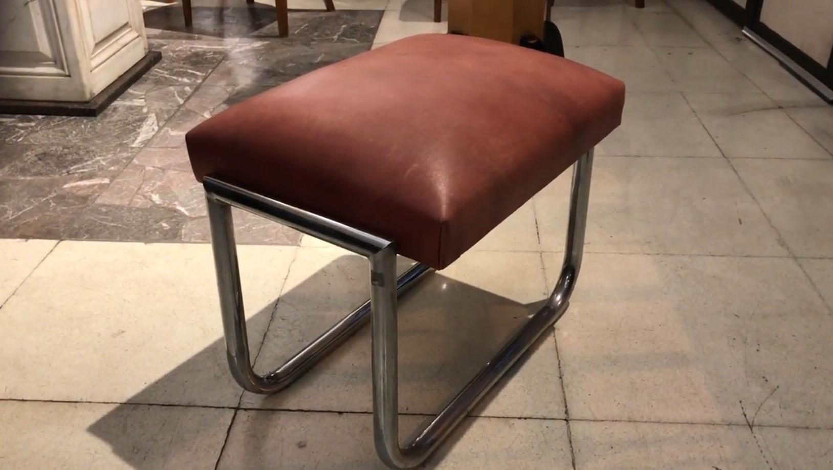 Bauhaus Stool, Material, Chrome and Leather, Country German, 1940 For Sale 2