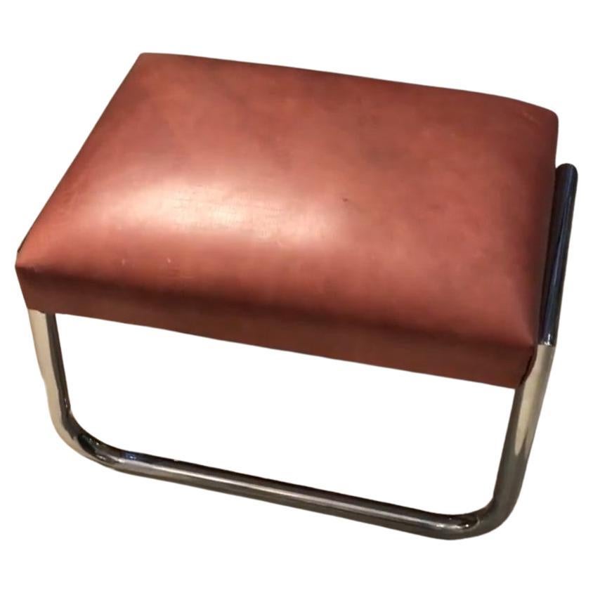 Bauhaus Stool, Material, Chrome and Leather, Country German, 1940 For Sale