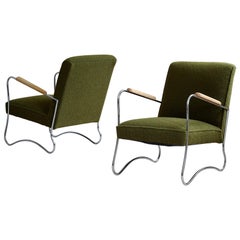 Sessel im Bauhaus-Stil, 1950er Jahre, polnisches Design, Kvadrat-Polsterung, 2er-Set