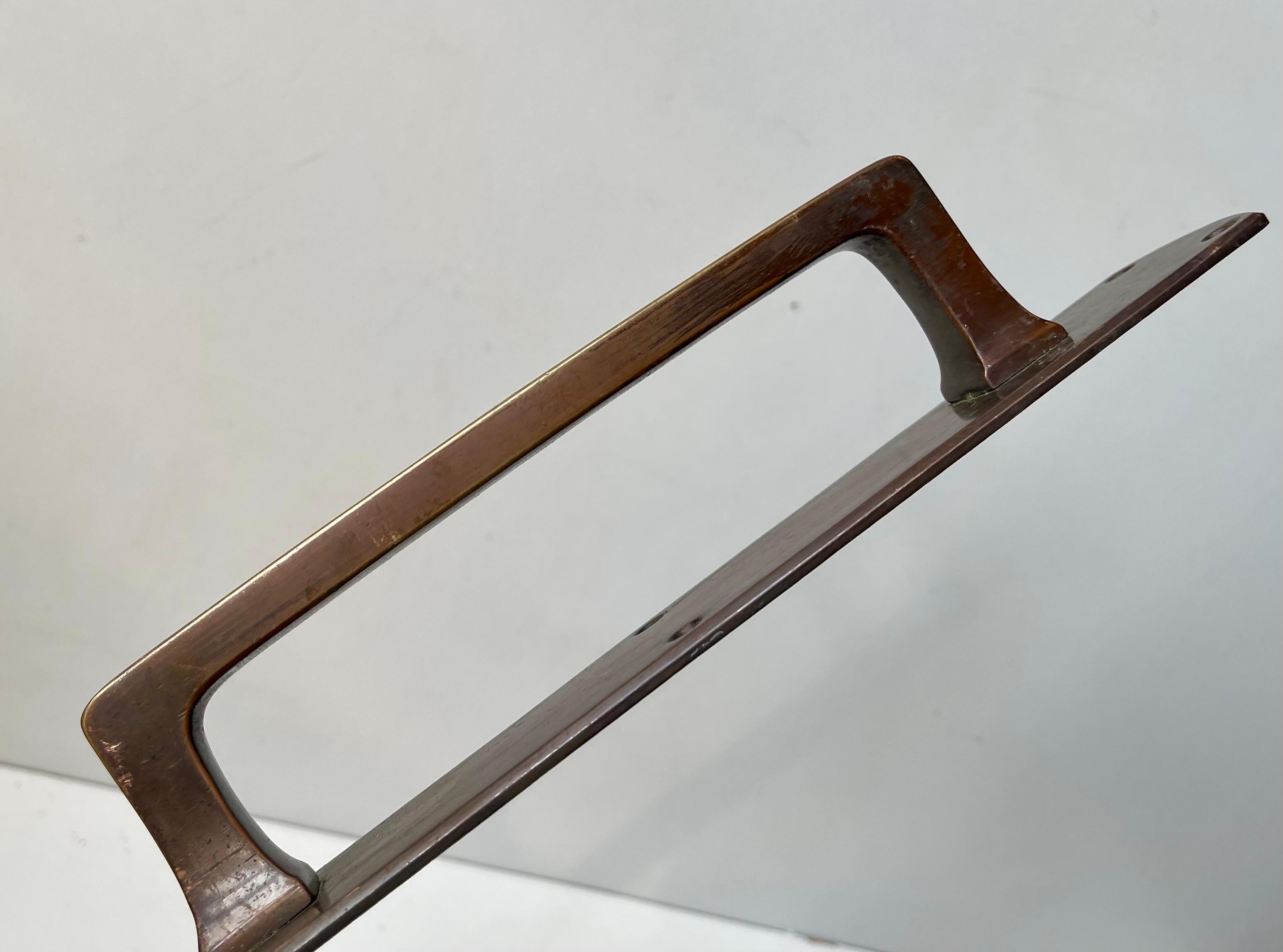 Patinated Bauhaus Style Bank Door or Gate Handles in Bronze, 1930s, Set of 4 For Sale