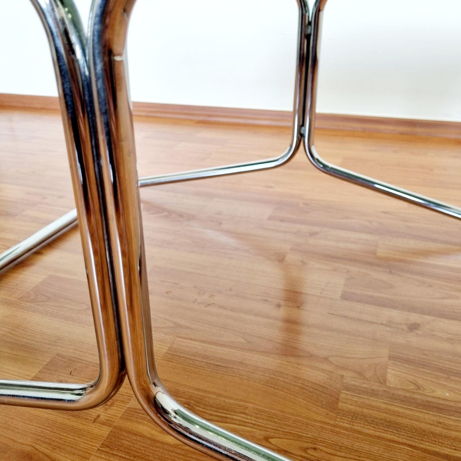 Steel Bauhaus Style Chrome and Smoked Glass Coffee Table, Italy 70s For Sale