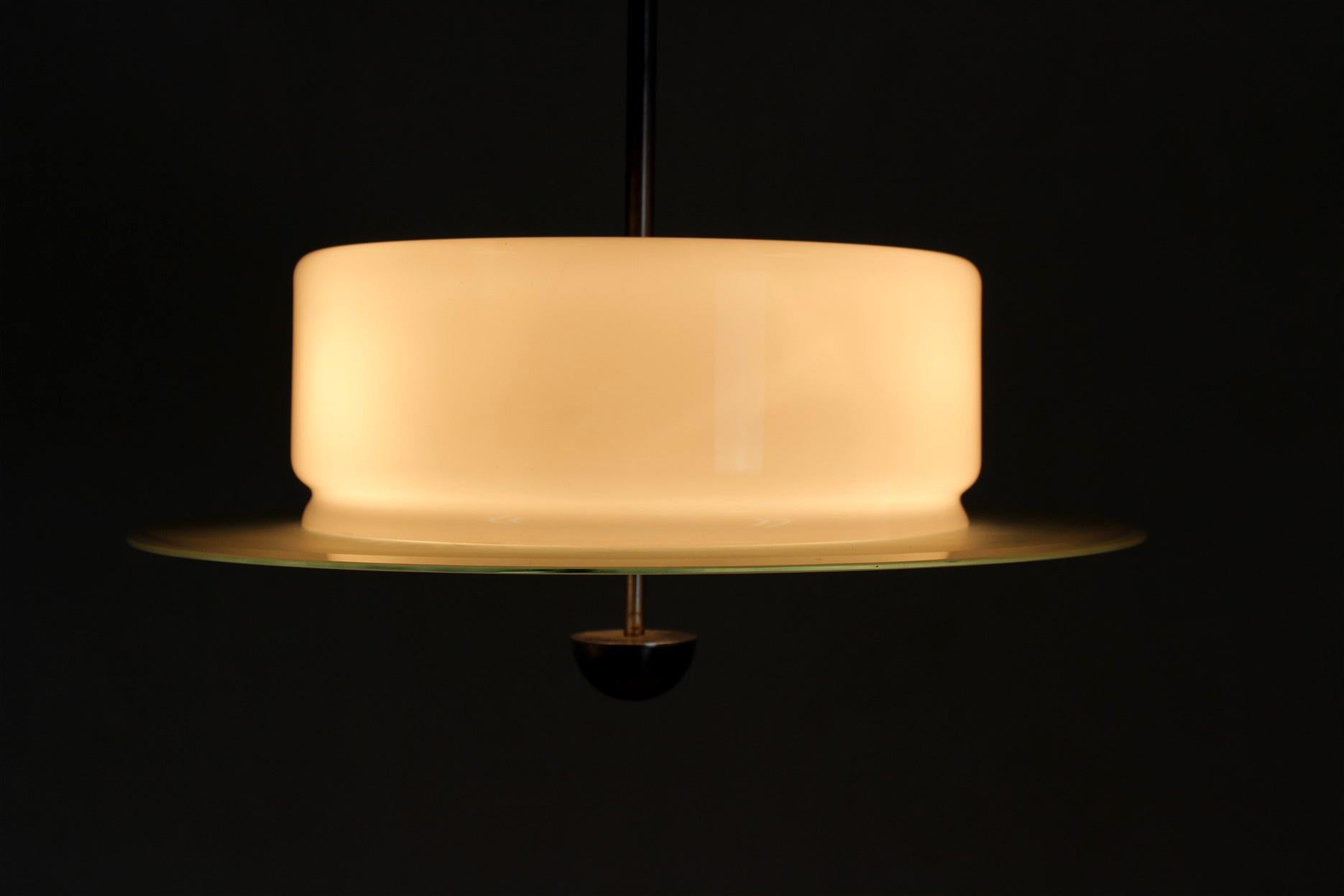 Hängeleuchte aus Chrom und Glas im Bauhaus-Stil, 1940er Jahre 8