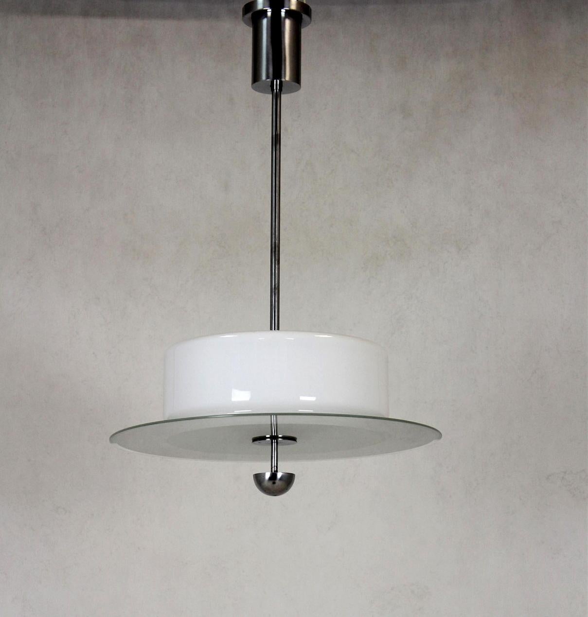 Hängeleuchte aus Chrom und Glas im Bauhaus-Stil, 1940er Jahre 9