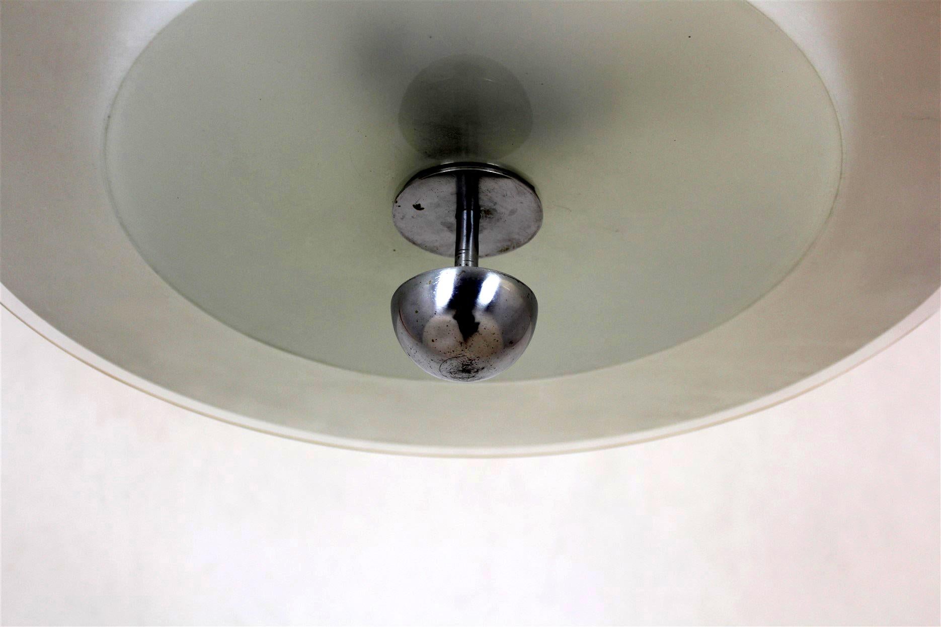 Hängeleuchte aus Chrom und Glas im Bauhaus-Stil, 1940er Jahre 1