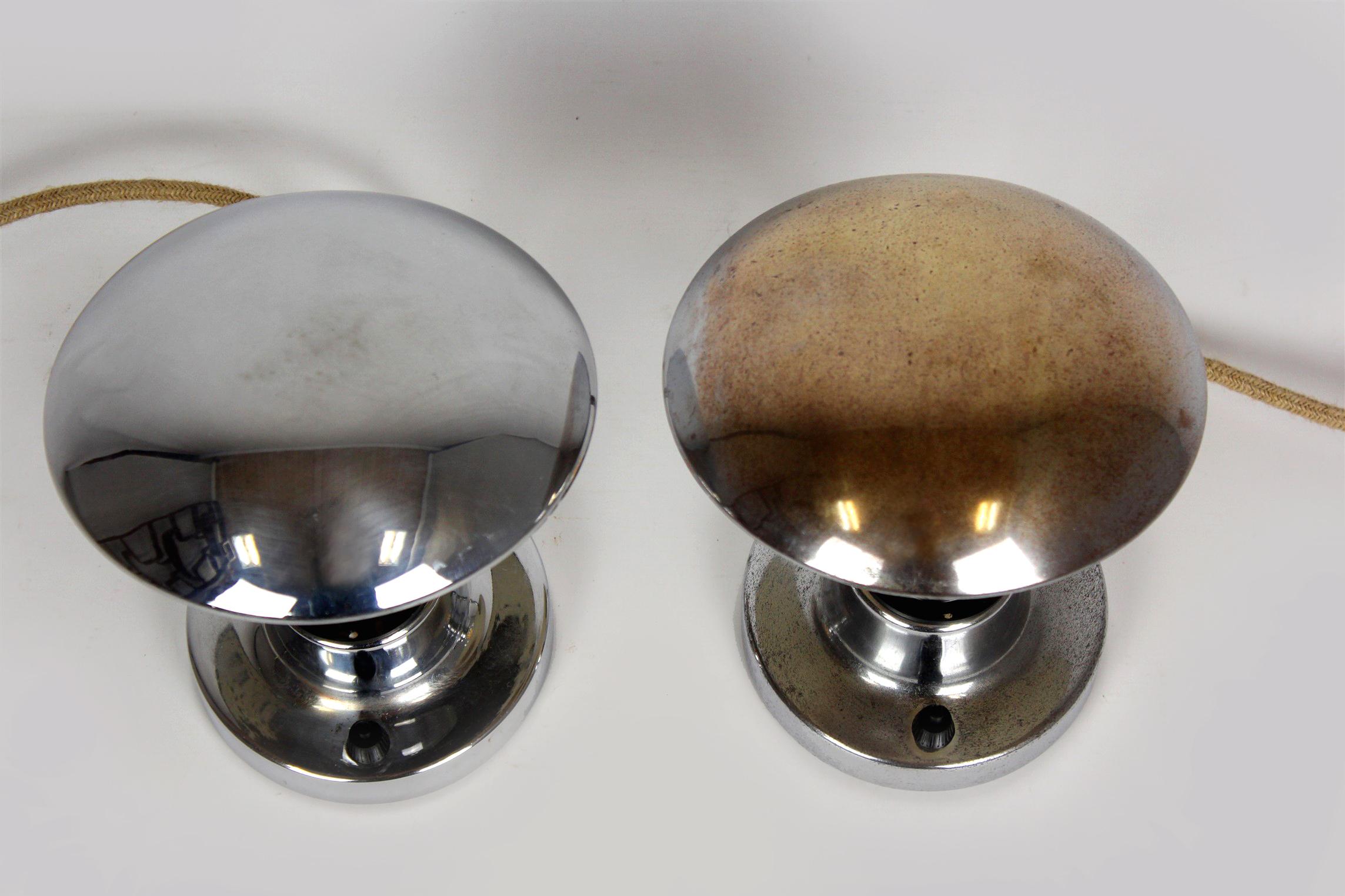 Bauhaus Style Chrome Table Lamps from Napako, 1940s, Set of 2 In Good Condition For Sale In Żory, PL
