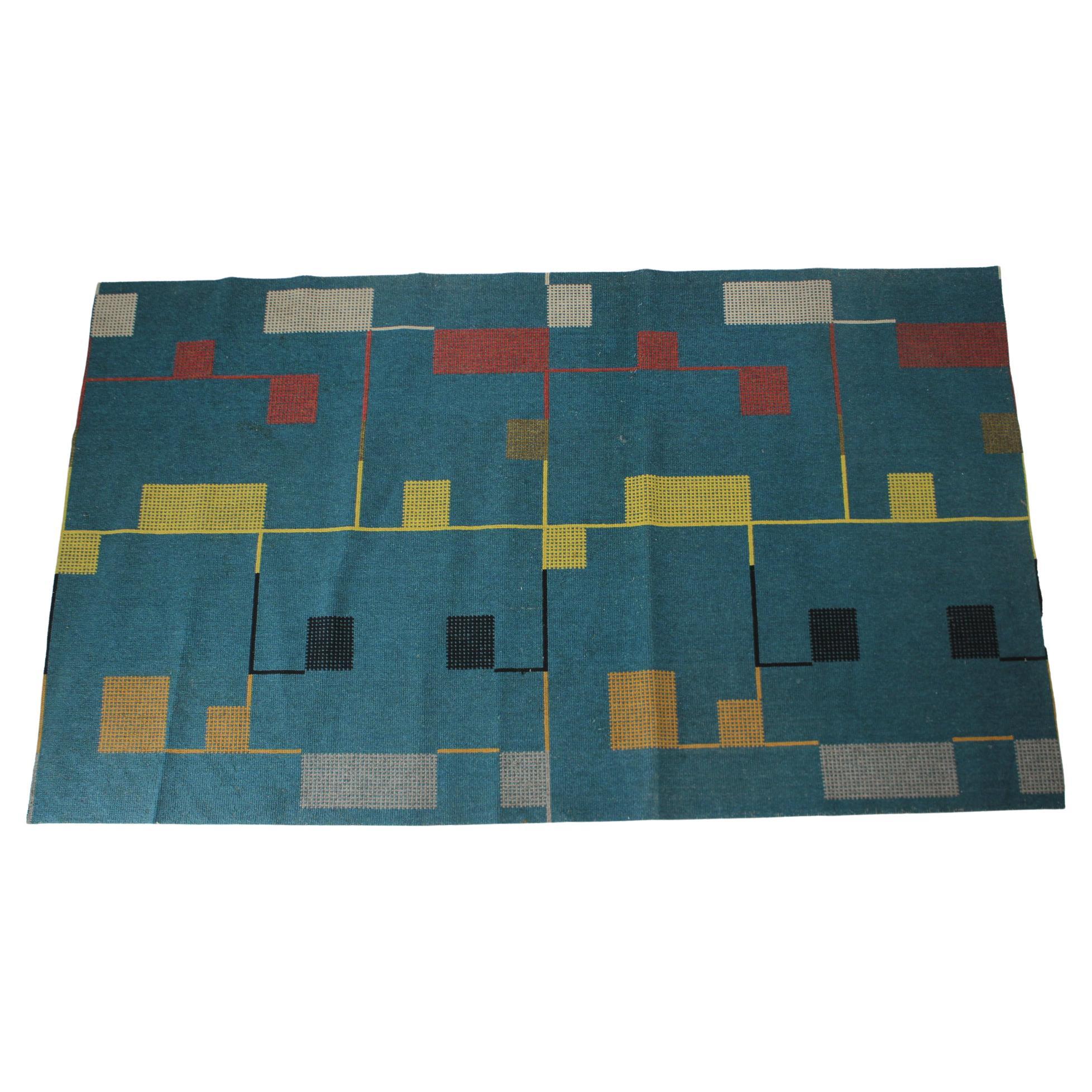 Bauhaus Style Geometric Carpet / Rug, 1940s For Sale