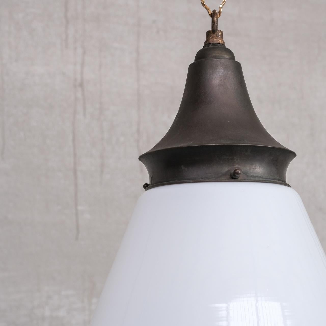 Bauhaus Style German Opaline Glass Pendant In Good Condition In London, GB