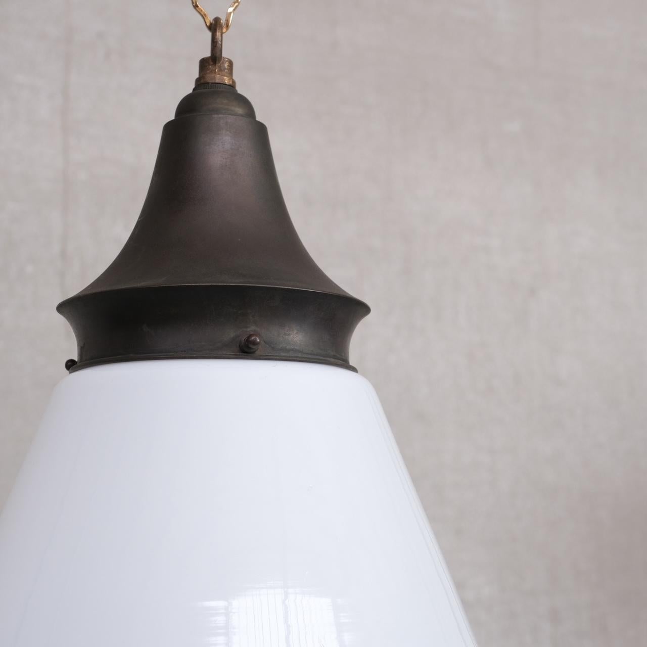 20th Century Bauhaus Style German Opaline Glass Pendant
