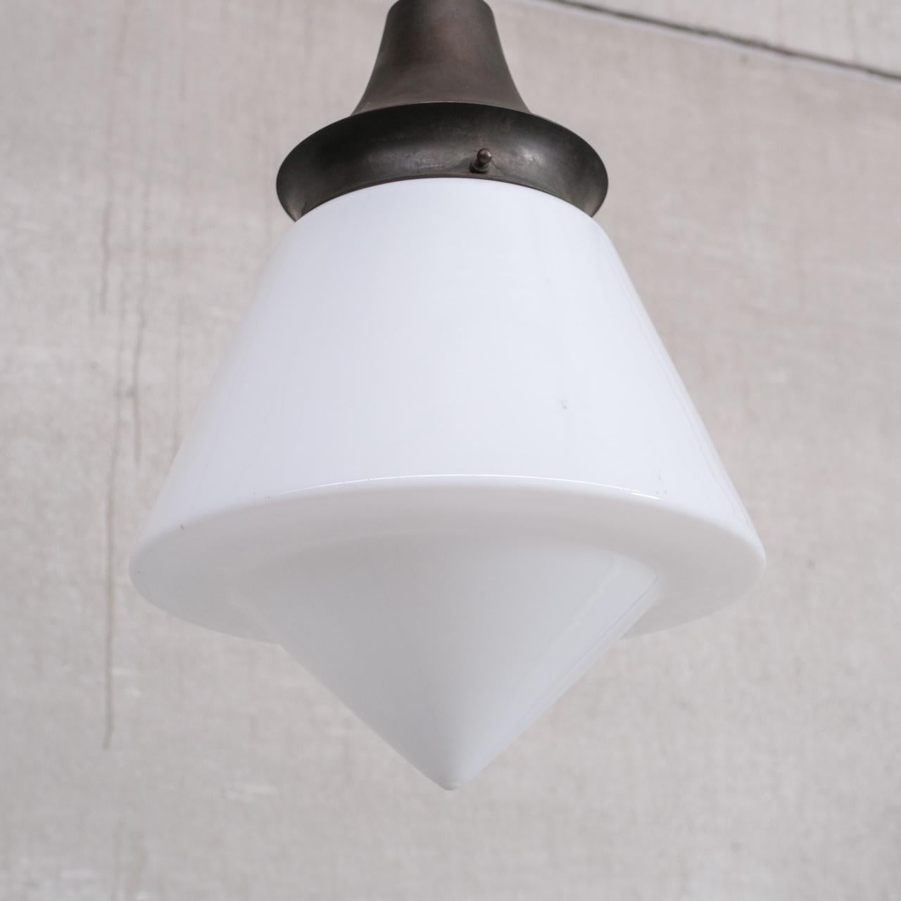 Bauhaus Style German Opaline Glass Pendant 2