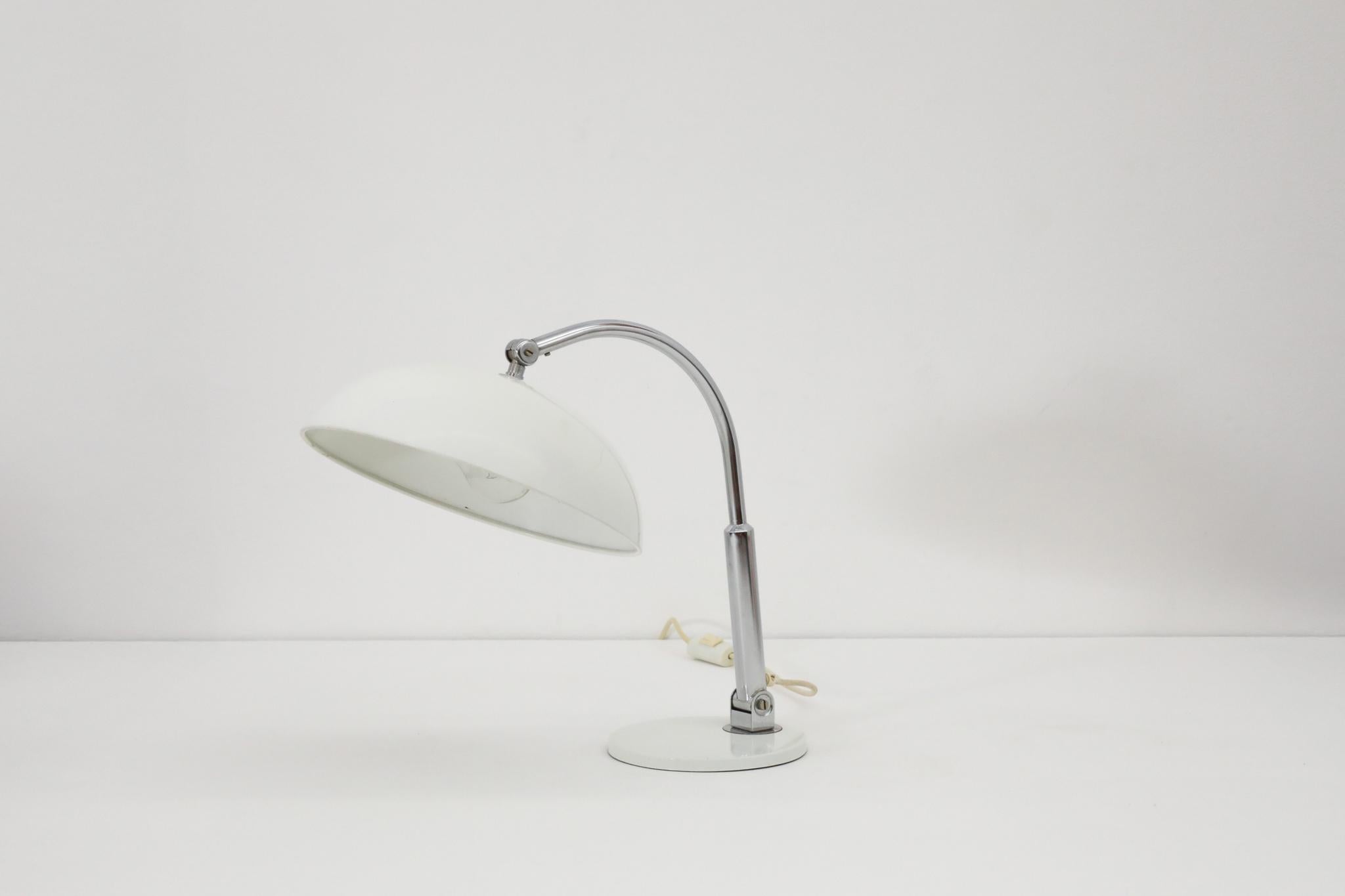Mid-Century Modern Bauhaus Style Hala Chrome and White Enameled Model  '144' Table Lamp For Sale