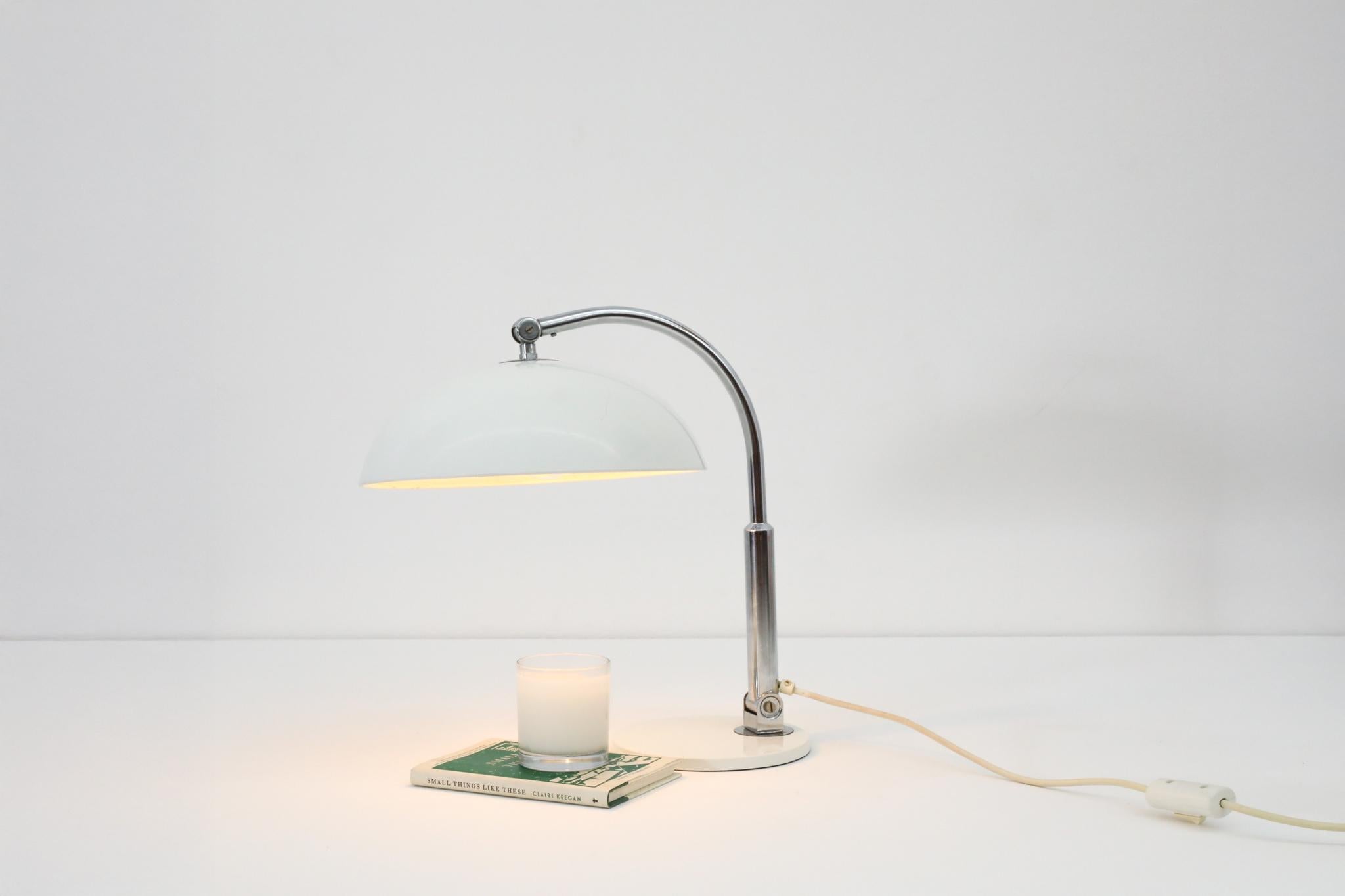 Metal Bauhaus Style Hala Chrome and White Enameled Model  '144' Table Lamp For Sale