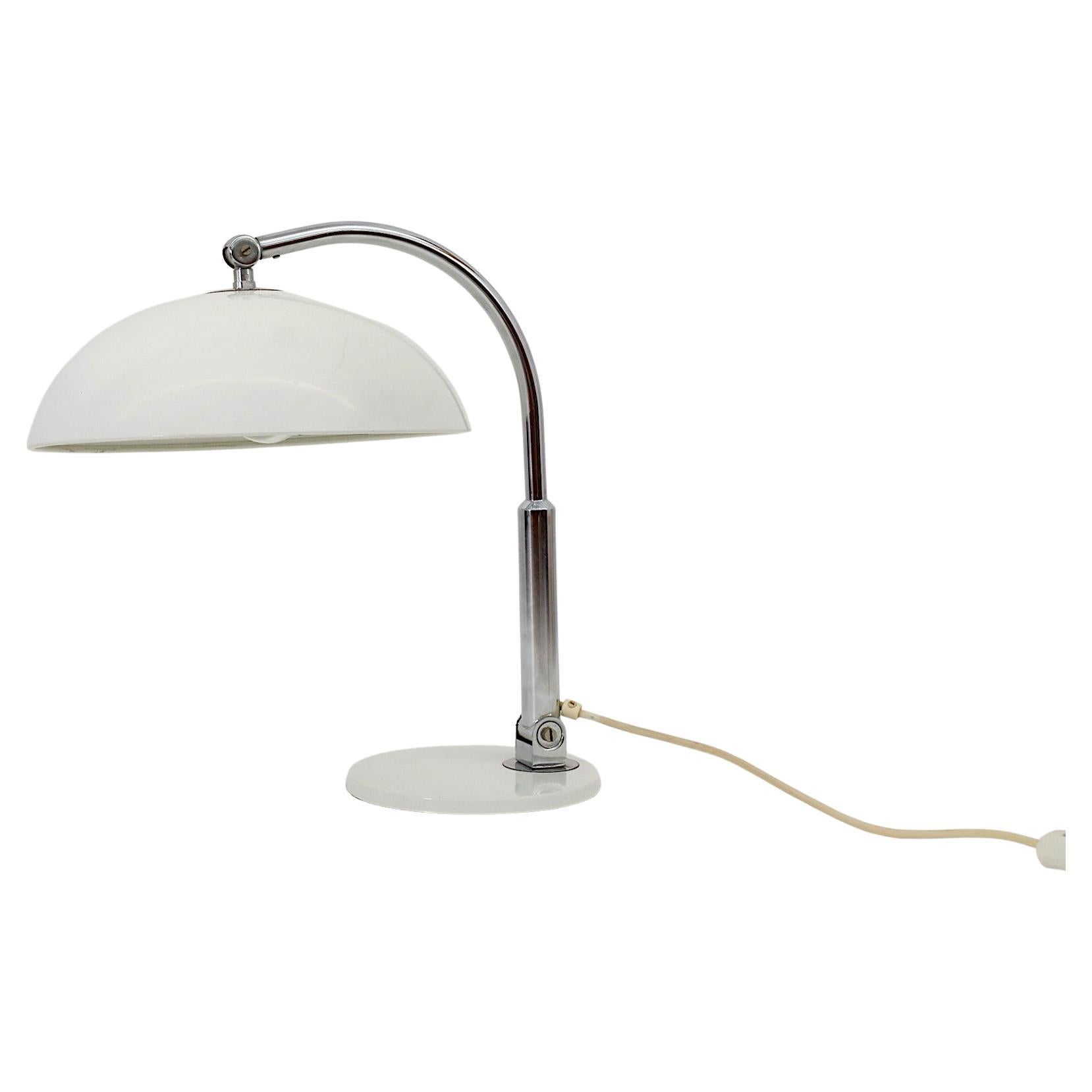 Bauhaus Style Hala Chrome and White Enameled Model  '144' Table Lamp For Sale