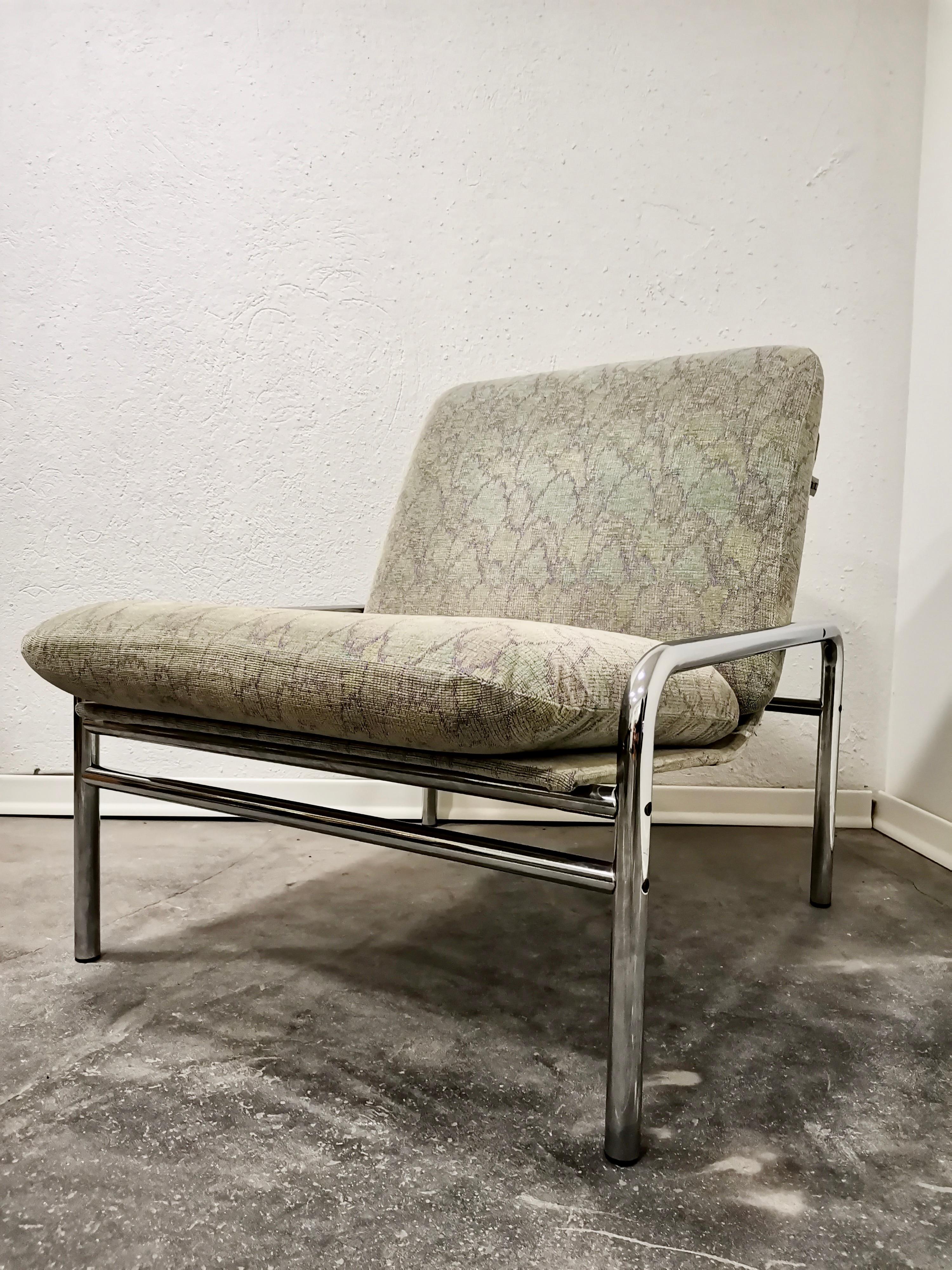 Very rare lounge chair which was produced in late 1980s by Stol Kamnik. Its modern look is still fashionable with reminiscence of Bauhaus period. It is beautiful and very comfortable. It can be paired with any style of vintage furniture.  A touch of