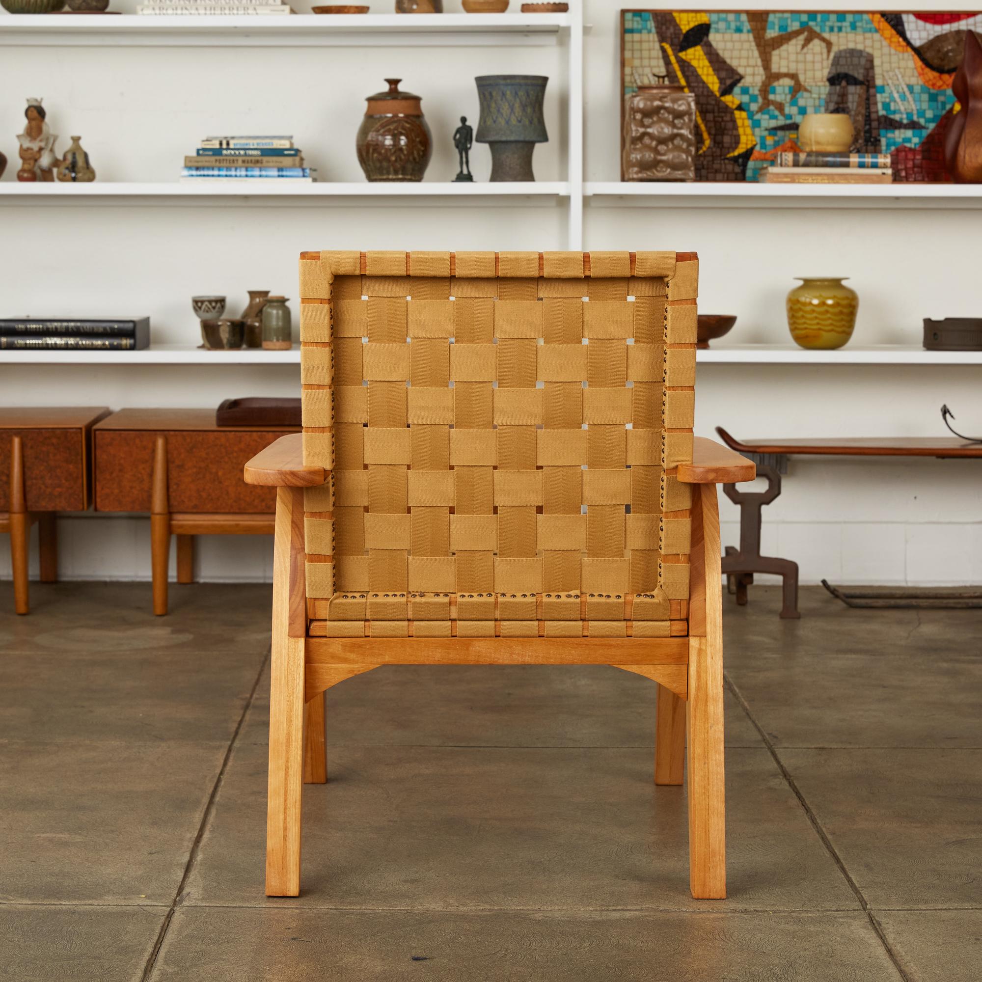 Unknown Bauhaus-Style Maple Lounge Chair with Nylon Webbed Seat