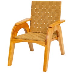 Bauhaus-Style Maple Lounge Chair with Nylon Webbed Seat