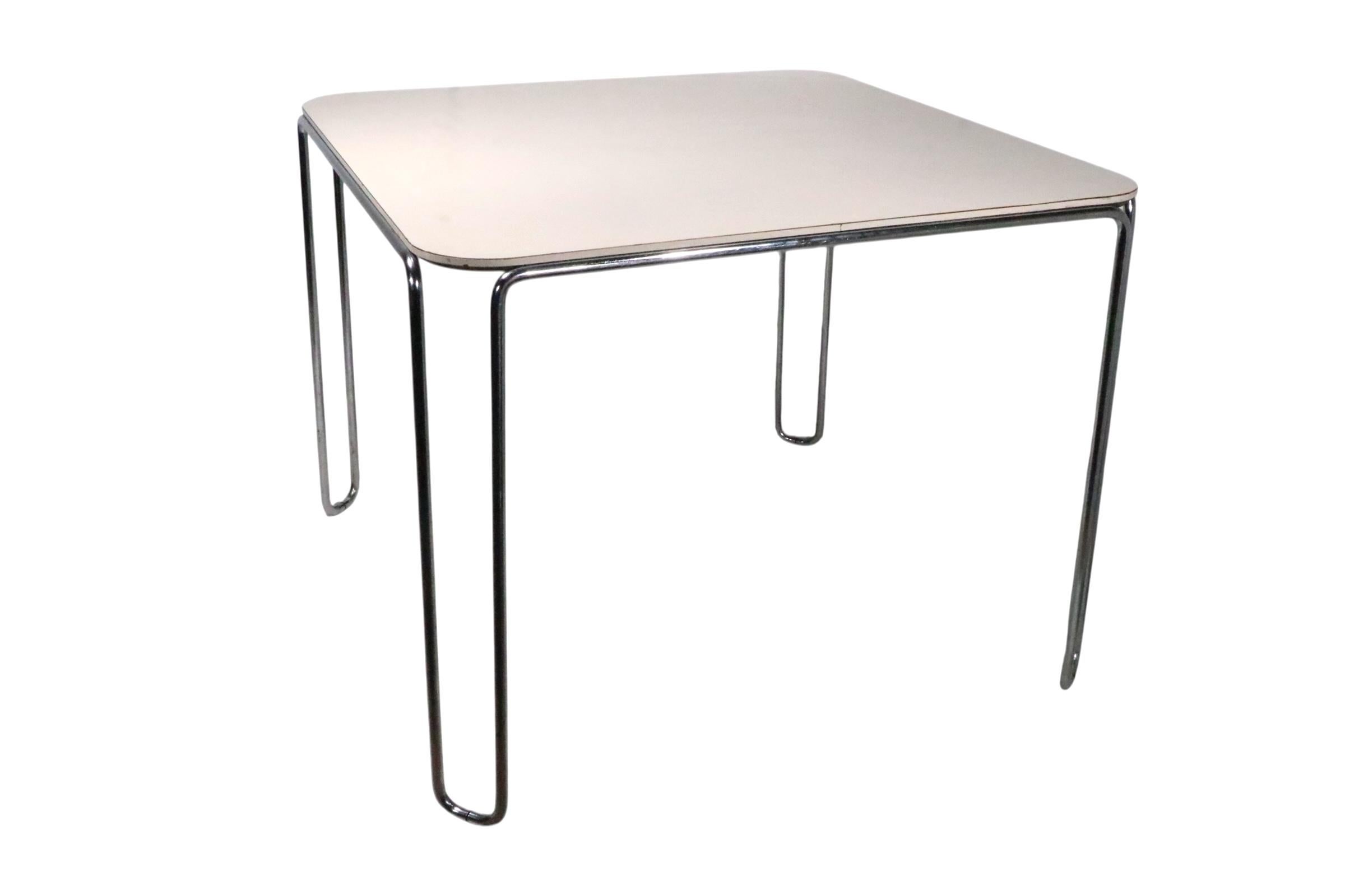 Iconic cafe dining table, originally designed by Marcel Breuer at the Bauhaus, this example is a later, but vintage, example produced by Steelcase in the 1950/60's. The table is in very good, original, clean and ready to use condition, showing only