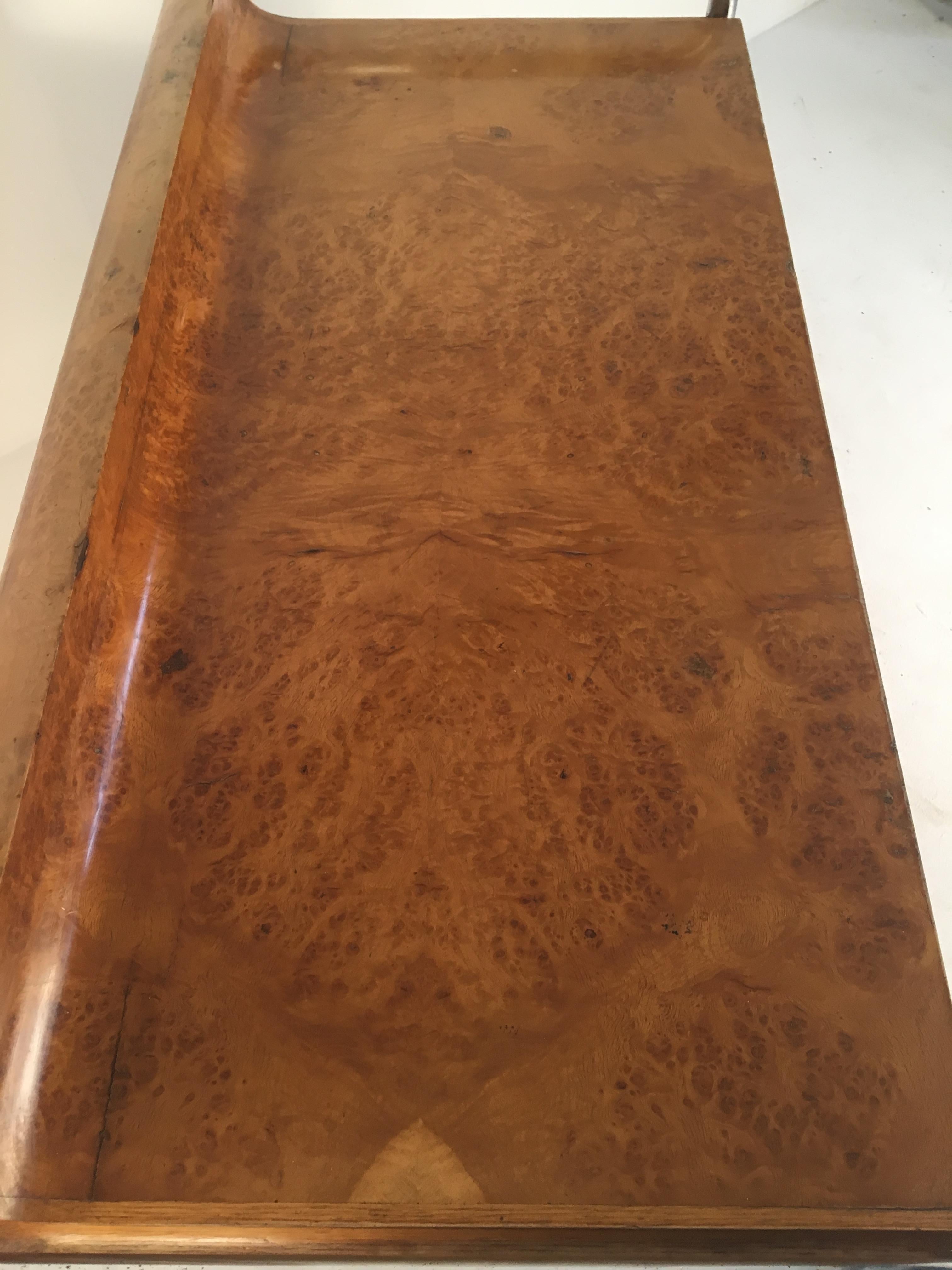 Bauhaus Style Midcentury Burl, Oak and Tubular Chrome Credenza or Sideboard For Sale 7