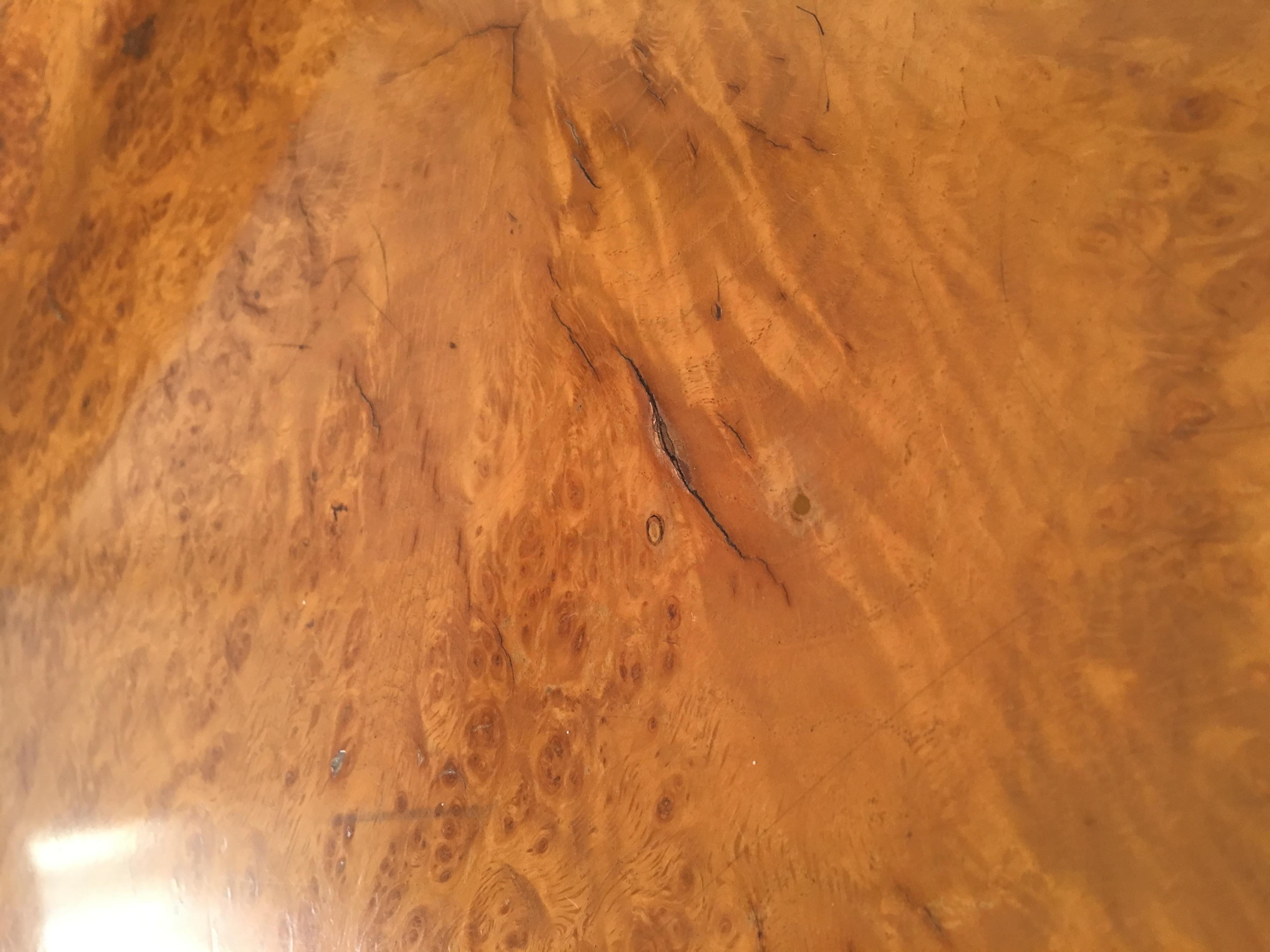 Bauhaus Style Midcentury Burl, Oak and Tubular Chrome Credenza or Sideboard For Sale 10