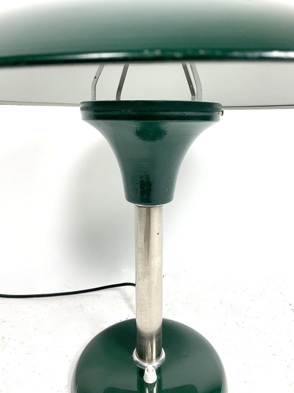 European Bauhaus Style Oil Green Table Lamp, 1950s