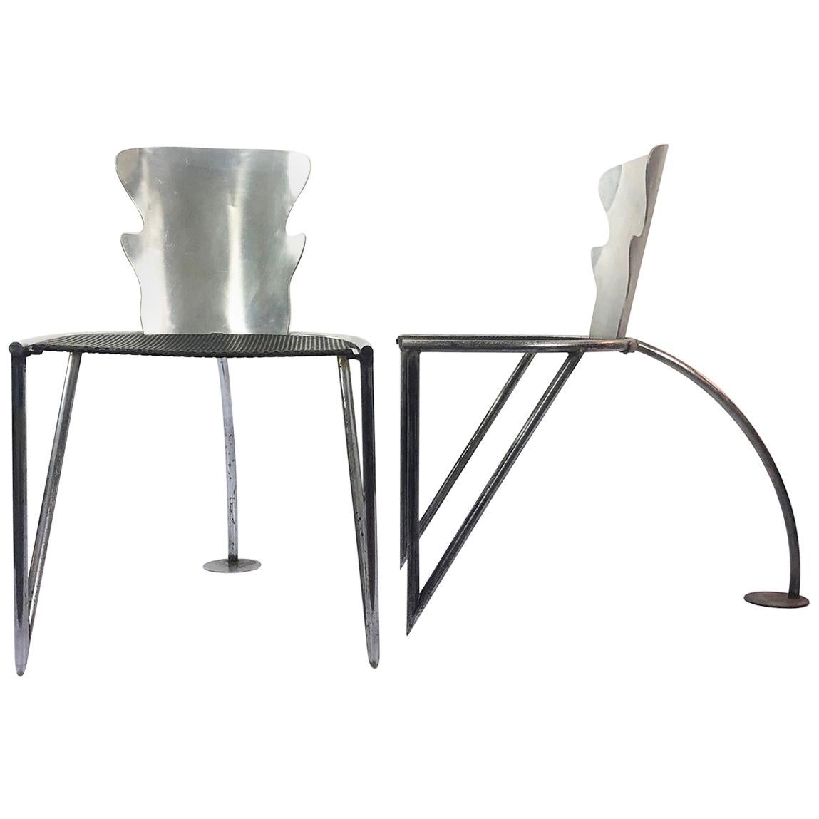 Bauhaus Style Pair of Chairs Made in Alumimium and Steel