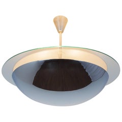Bauhaus Style Pendant with Chromed Base and Glass Plate