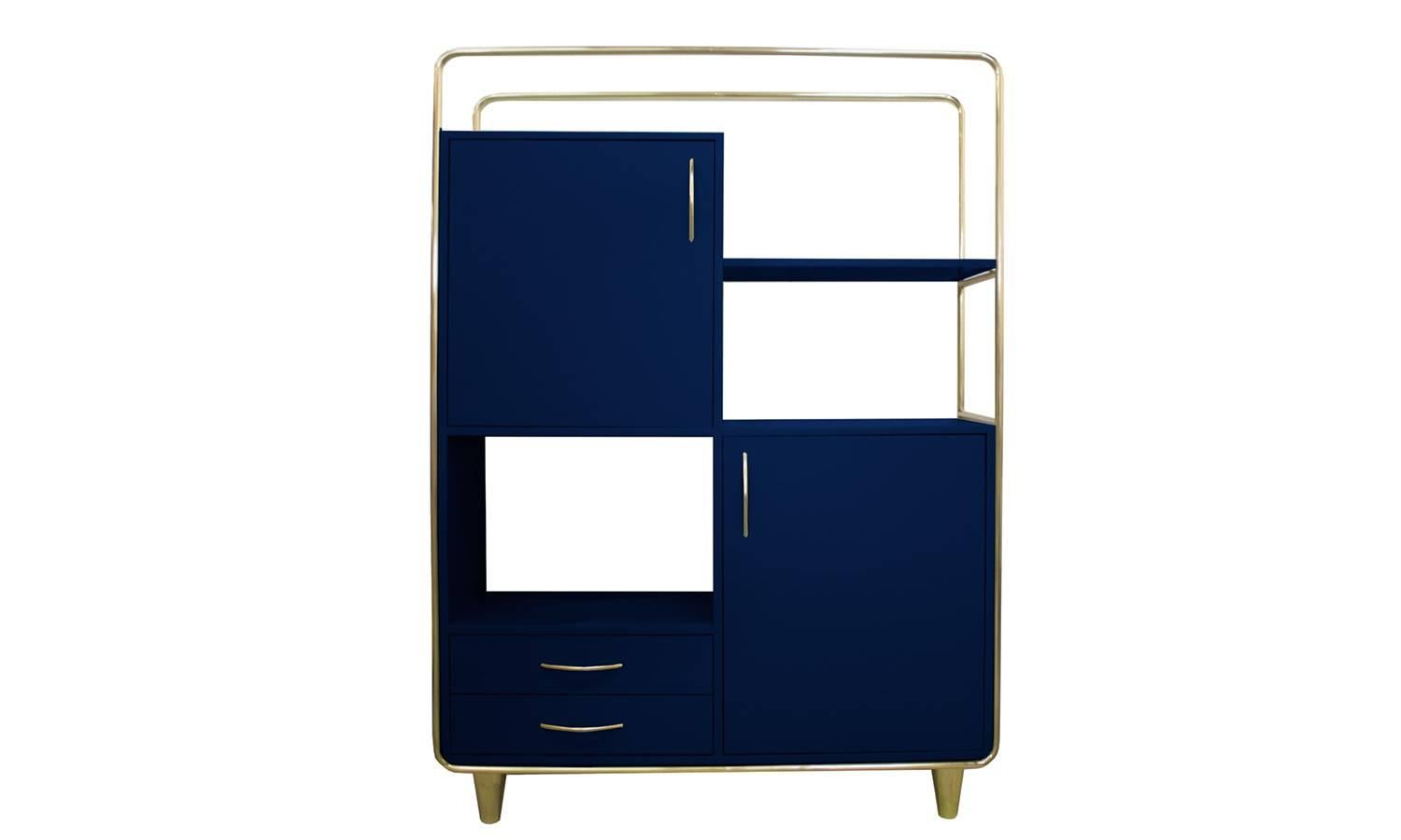 European Modern Bauhaus Style Pink & Brass Budapest Cabinet Handcrafted and Customizable