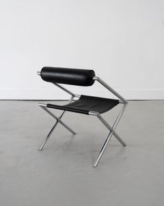 Bauhaus Style Postmodern Tubular Chrome and Leather Sling Chair