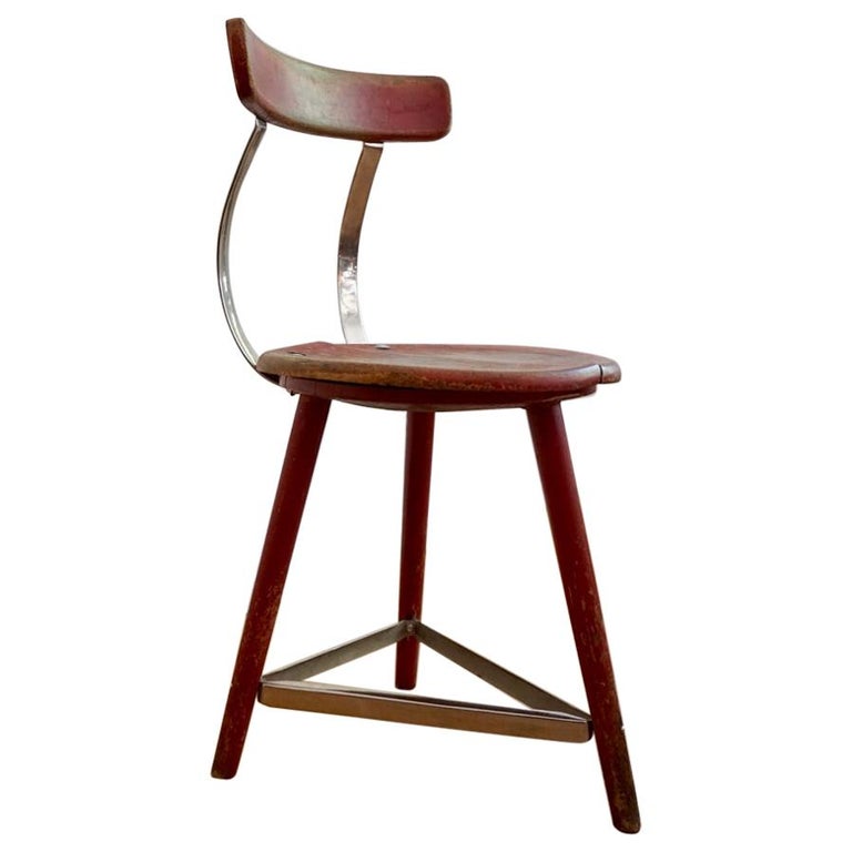 Bauhaus Style RedChrome Side Chair by Lajos Kozma for Heisler, 1930s