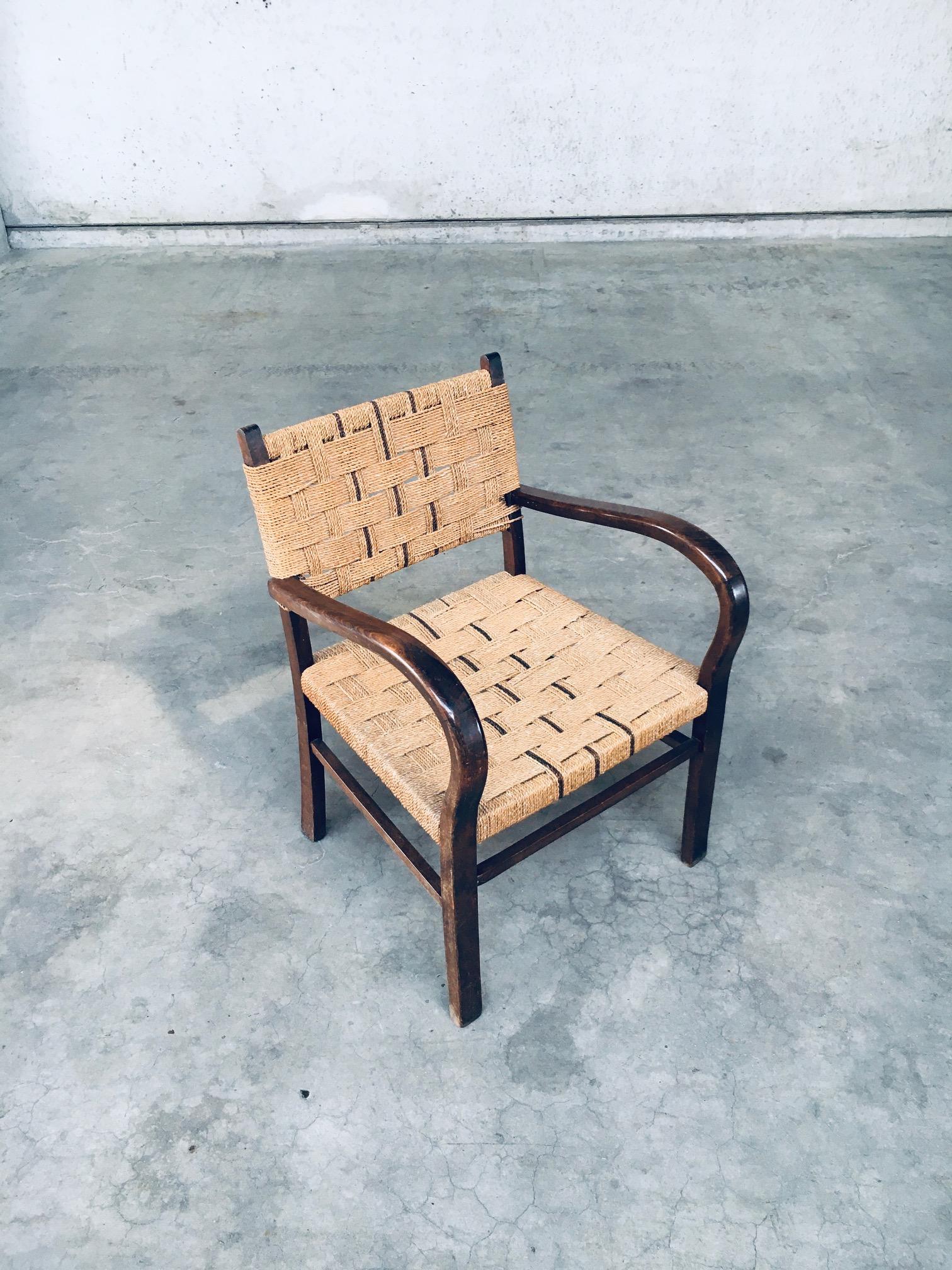 Svedese Sedia a bracci in corda in stile Bauhaus di Axel Larsson, anni '30 in vendita