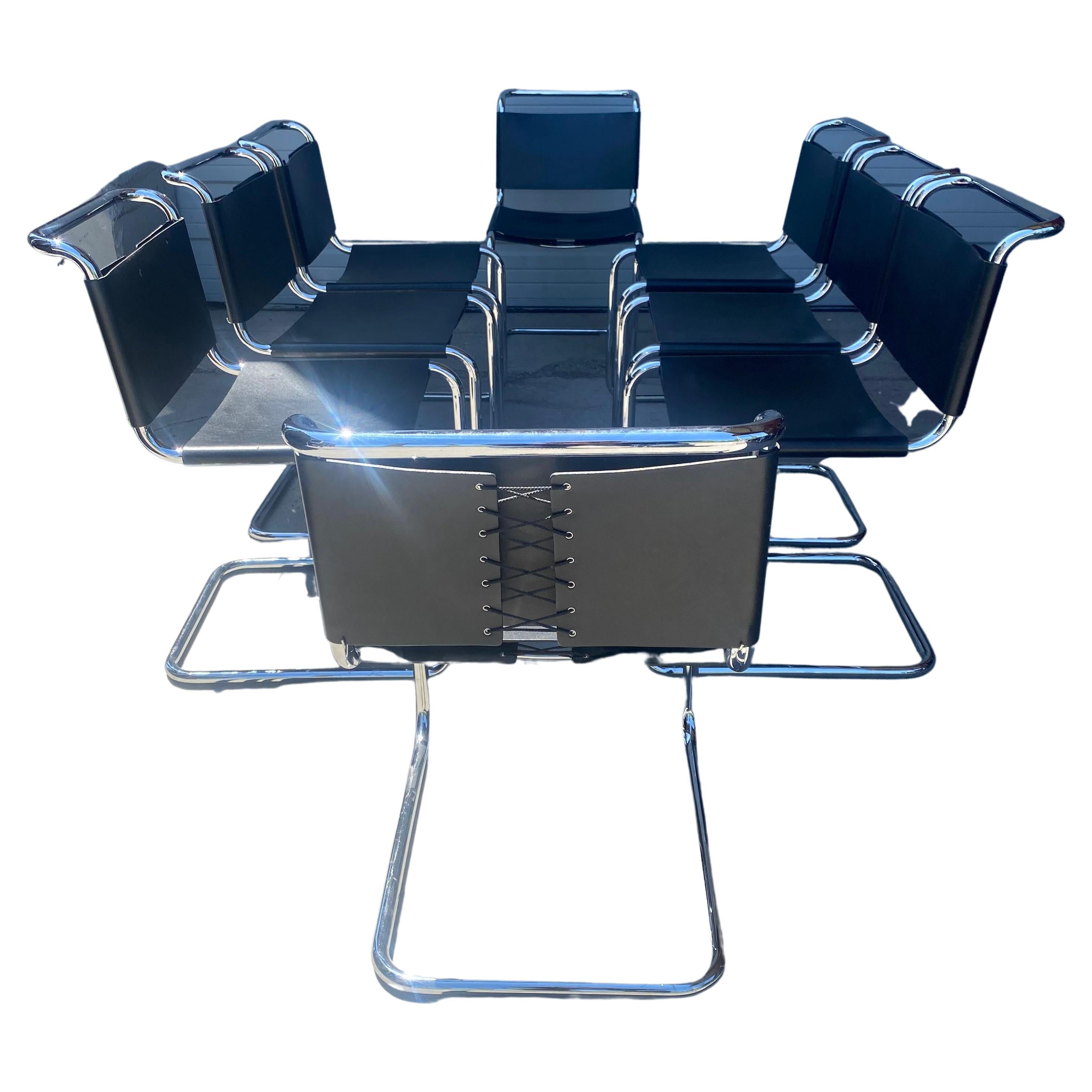 Italian Bauhaus Style Set of 8 Spoleto Chairs by Ufficio Tecnico for Knoll International