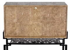 Bauhaus Style Shagreen Secretary Desk on Ebonized Steel Frame by R & Y Augousti