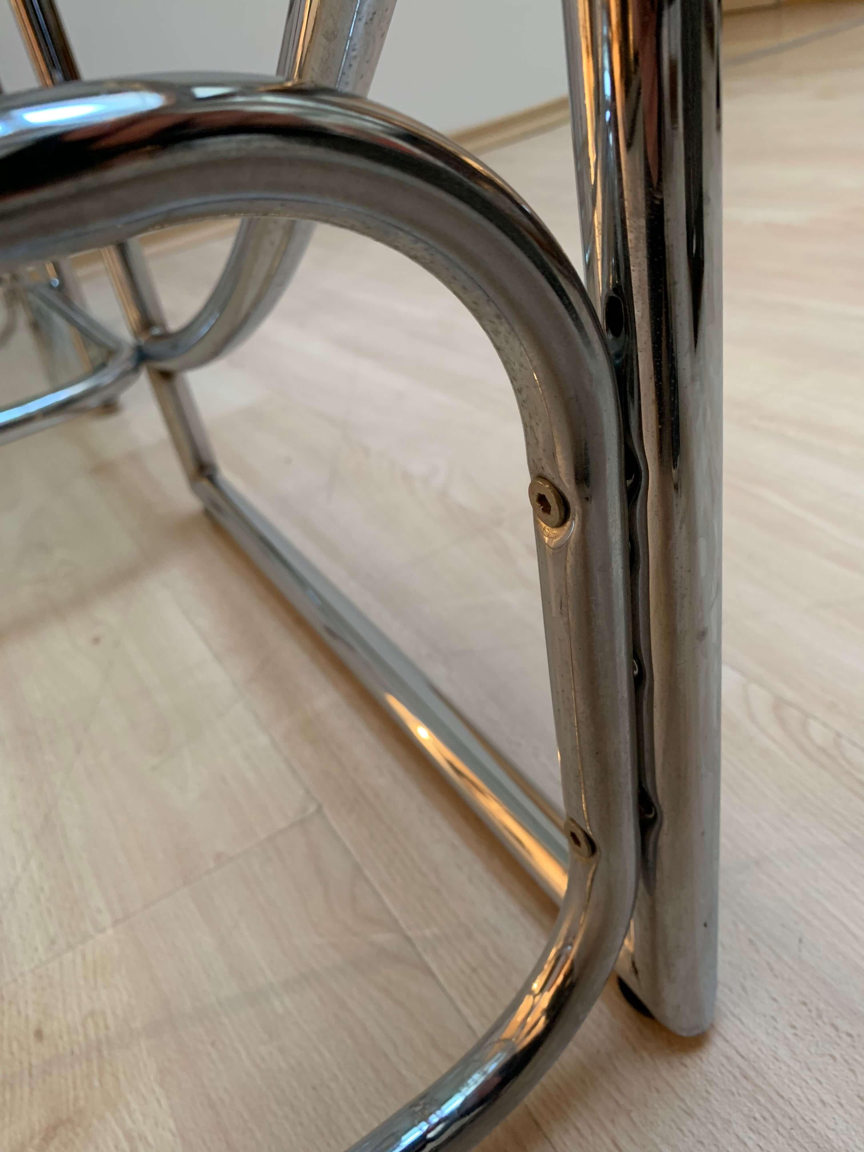 Bauhaus Style Shelf, Chrome-Plated Steeltubes and Glass, Germany, 1950s 6