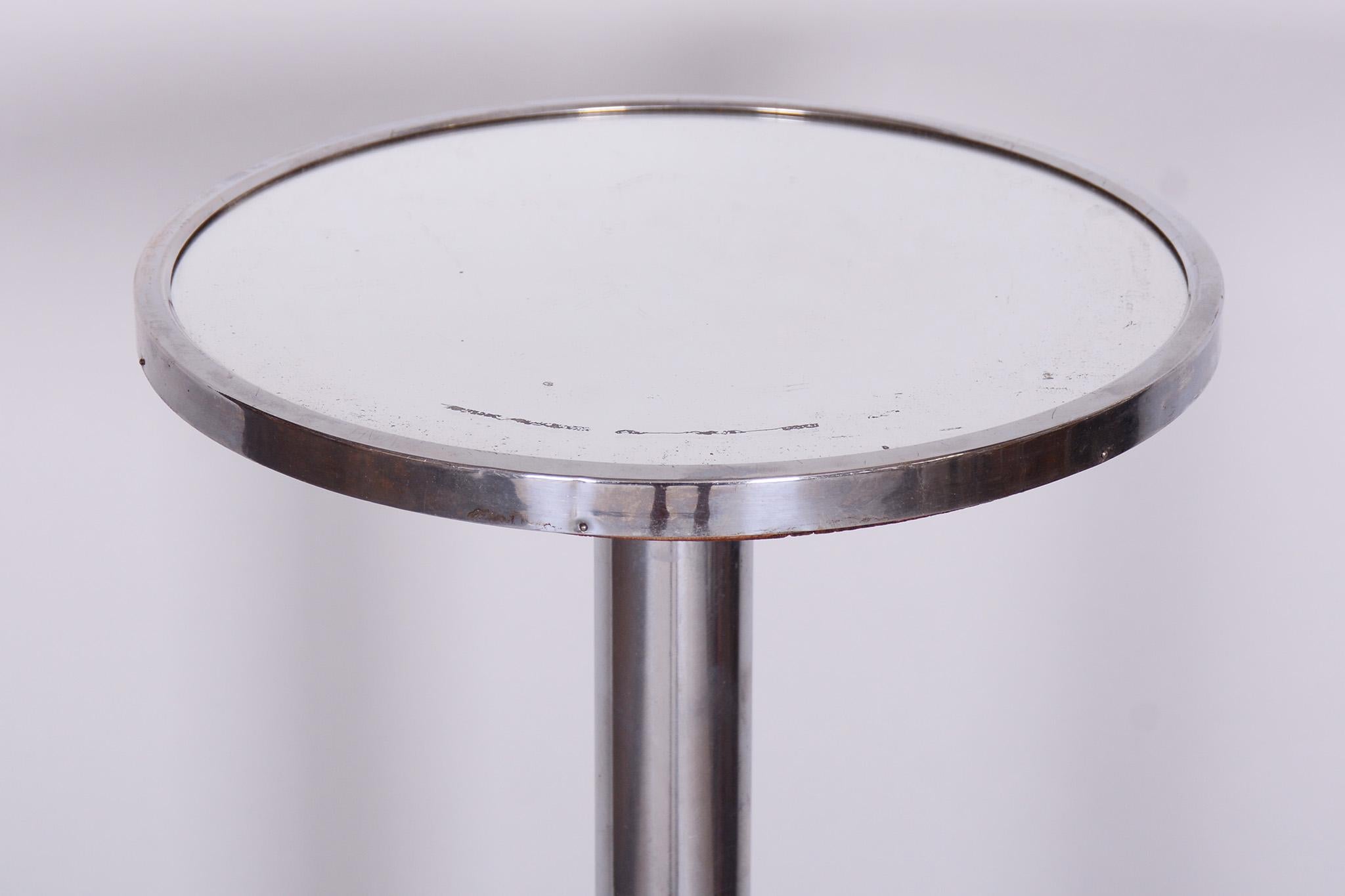 20th Century Bauhaus Style Small Table, Chrome-Plated Steel, Czechia, 1930s For Sale